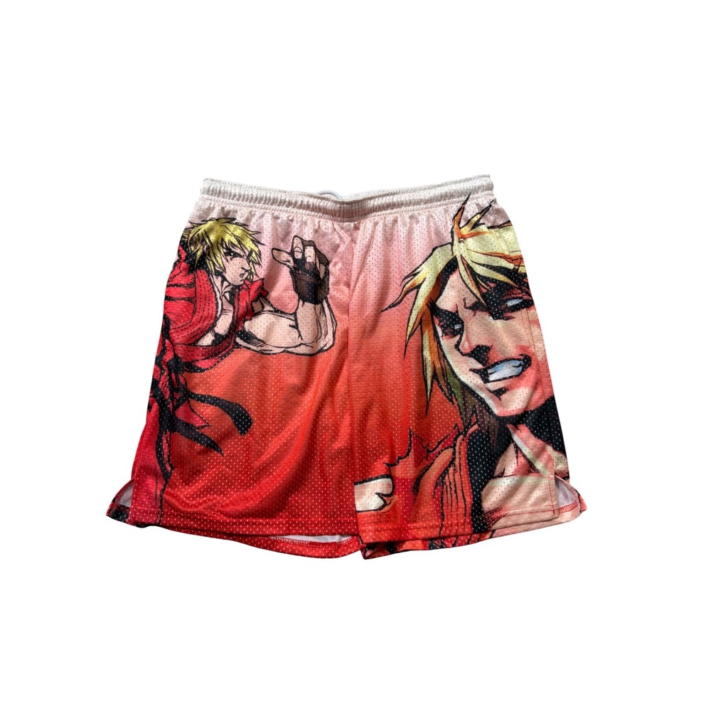 Chalk Line Street‎ Fighter Ken Masters Mesh Shorts Red Mens Large Capcom Gaming